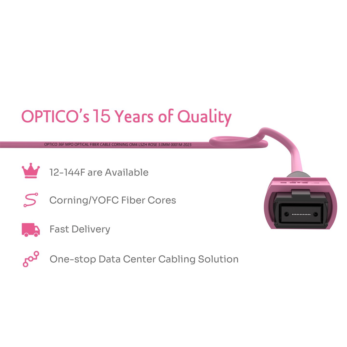 36F 3x12F MTP MPO To 3X12F MTP MPO Trunk Patchcord OM4 Rose